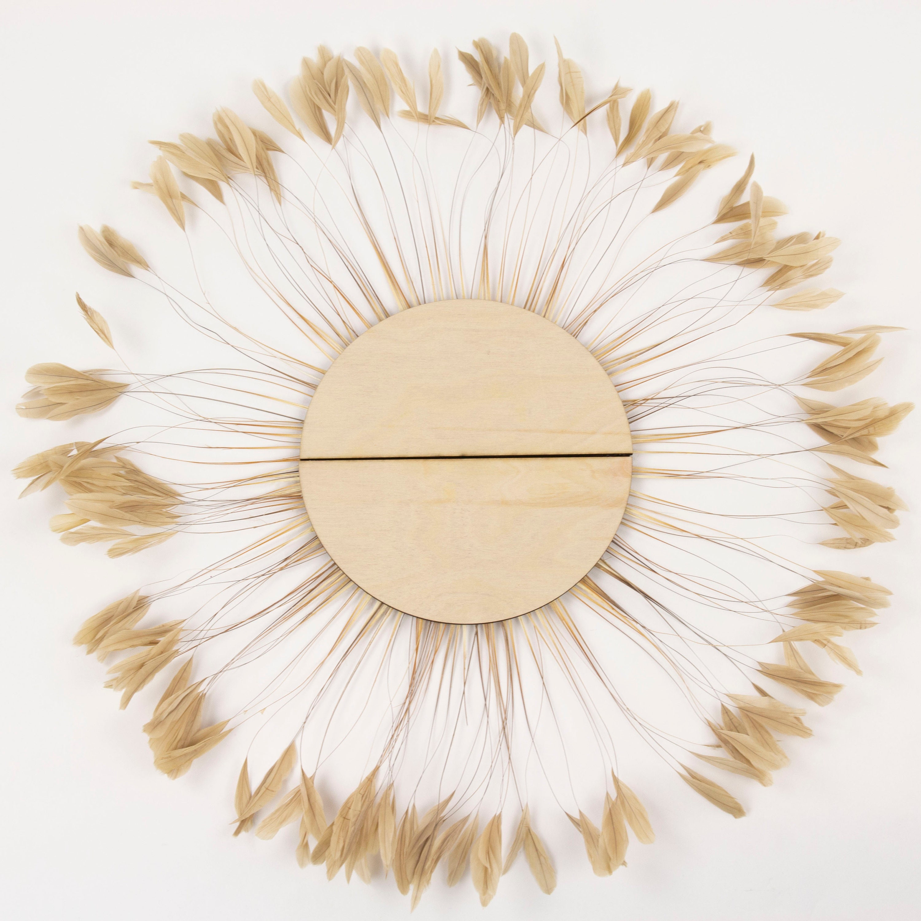 Unique Decorative Feather Wall Art Half Moon Set Beige Etsy