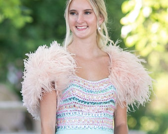 Blush Ostrich Feather Bolero for Roaring 20's Wedding, Prom, Special Events, Feather Capelet & Shoulder Cover-Up ZUCKER® Original Designs
