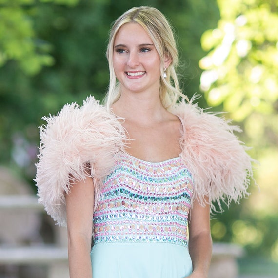 Blush Ostrich Feather Bolero for Roaring 20's Wedding, Prom