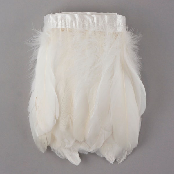 White Feather Fringe, 1 Yard Parried Goose Feather Fringe For DIY Art Crafts, Carnival Costume, Cosplay, Millinery & Fashion Design ZUCKER®