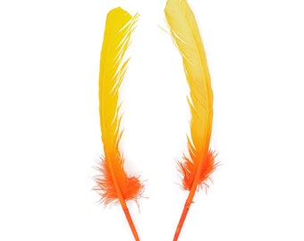 Gold & Orange Two Tone Ombre Dipped Turkey Round Feathers  For Cultural Arts and Crafts, Carnival and Costume Design ZUCKER®
