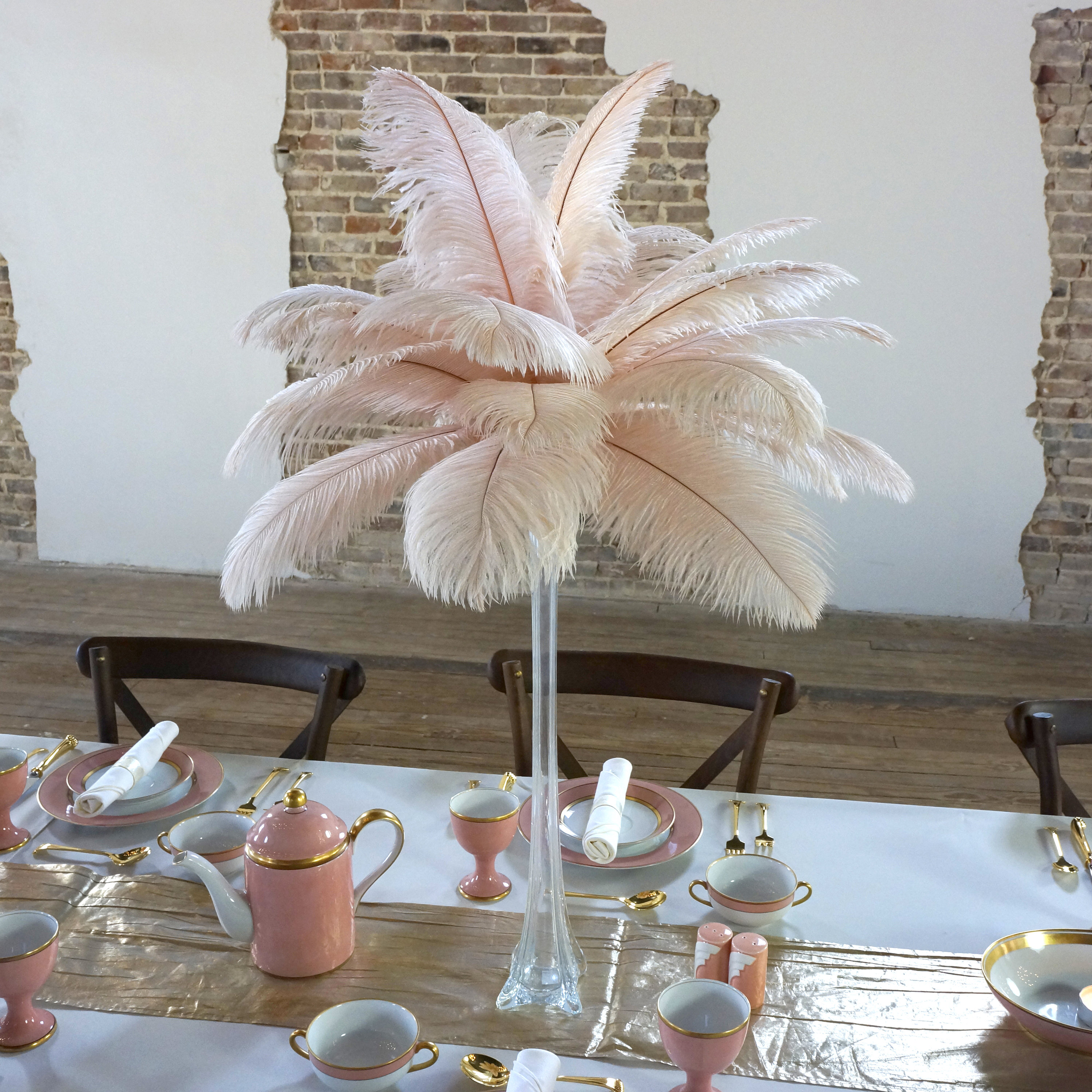 Baby Pink Ostrich Feather Centerpiece 