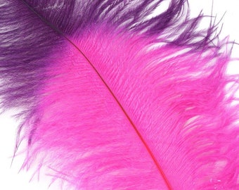 Pink and Purple Tipped Ostrich Feathers, Ostrich Feather Drabs 17+" 3 Pieces for Carnival & Costume Feathers ZUCKER®