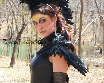 Black Feather Wing, Crow Costume Feather Wings, Over the Shoulder Premium Fantasy Feather Wings, Halloween Costume & Cosplay Wings ZUCKER®