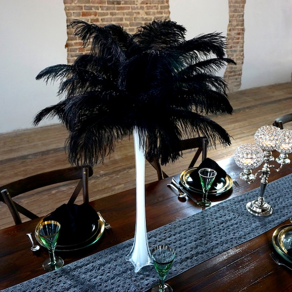 Ostrich Feathers 13 16 BLACK for Feather Centerpieces Party Decor Millinery Carnival Fashion Costume ZUCKER Etsy UK