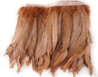 Copper Metallic Dyed Iridescent Coque Tail Feather Fringe - For DIY, Carnival, Cosplay, Costume, Millinery & Fashion Design ZUCKER®