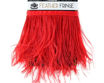 RED 1 YARD Ostrich Feather Fringe - For Bridal, Carnival Costume, Cosplay, Millinery, Fashion Design and Decor  ZUCKER®