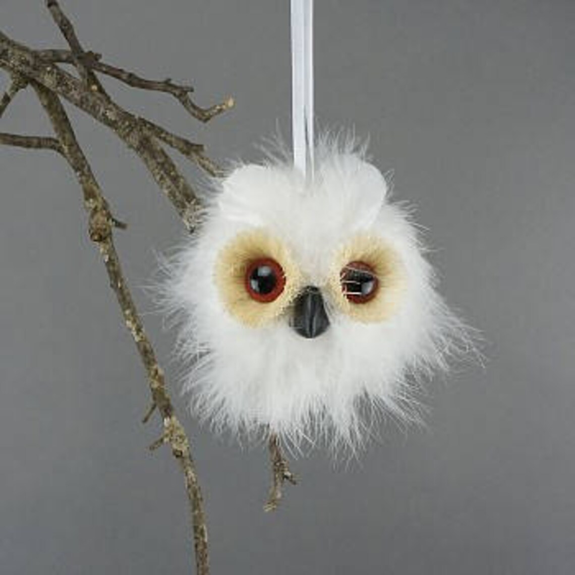 Decorative White Owl Feather Ornament Christmas Owl Ornament Etsy