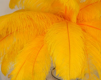 Large Ostrich Feathers 17-25", 1 to 25 Pieces, GOLD Prime Ostrich Femina Wing Feathers, Centerpieces, Renaissance Festival, Carnival ZUCKER®