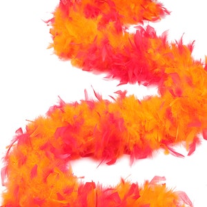 120 Gram Chandelle Feather Boa Tipped Pink & Orange 2 Yards For Party Favors, Kids Craft, Dress Up, Dancing, Halloween, Costume ZUCKER®