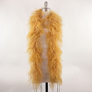 3Ply Golden Wheat Ostrich Feather Boa For Fashion & Accessory Design, Cosplay, Halloween Costume, Burlesque Dance Stage Performance ZUCKER®
