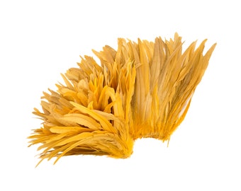 Rooster Tail Feathers, GOLD 12-14" Strung Bleach Dyed Coque Tails, Wholesale Feathers Bulk ZUCKER®