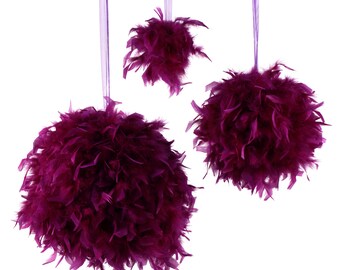 Large PURPLE Decorative Chandelle Feather Pom Poms 18" - Unique Event Decor For Birthday Parties, Bridal and Baby Showers  ZUCKER®