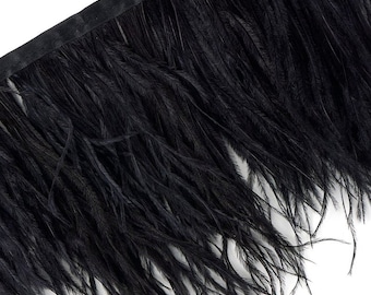 Black 2PLY Ostrich Feather Fringe 2 yard bolt - For Bridal, Carnival Costume, Cosplay, Millinery, Fashion Design and Decor  ZUCKER®