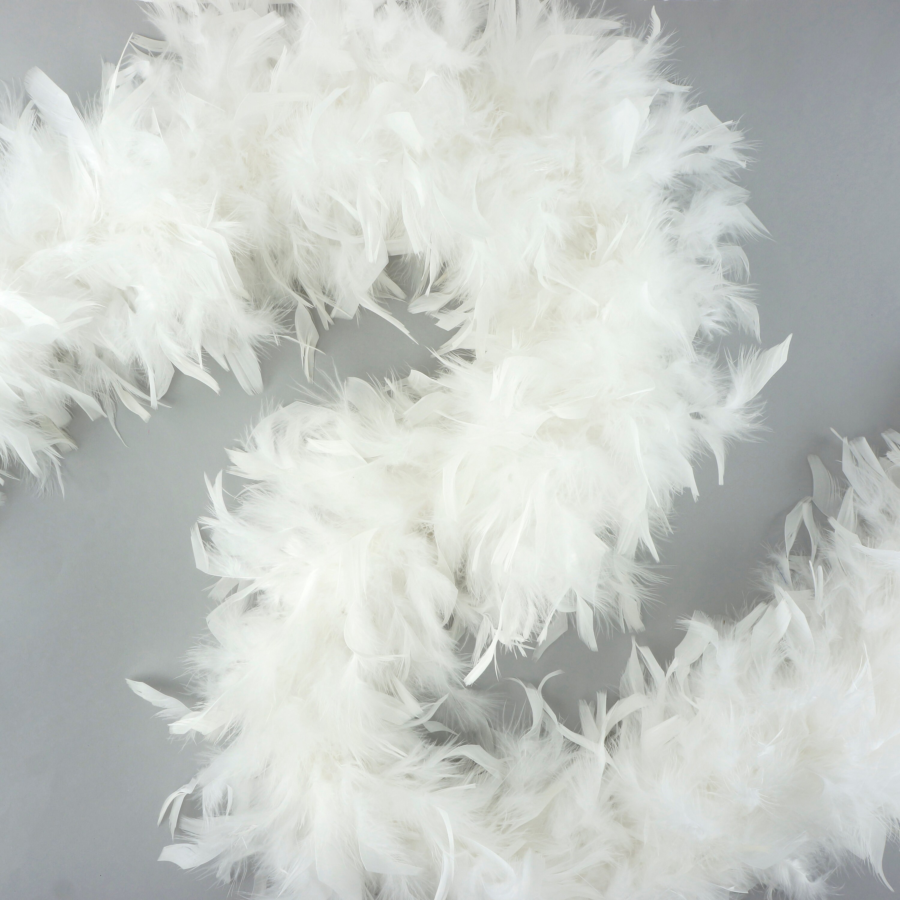 White Color 60 Gram, 2 Yards Long Chandelle Feather Boa, Great for Party,  Wedding, Halloween Costume, Christmas Tree, Decoration 