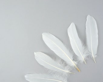 Goose Satinette Feathers, 4-6" White Loose Goose Feathers, Small Feathers, Art and Craft Supplies ZUCKER®