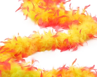 60 Gram Chandelle Feather Boa Tipped Hot Pink & Yellow 2 Yards For Party Favors, Kids Craft, Dress Up, Dancing, Halloween, Costume ZUCKER®
