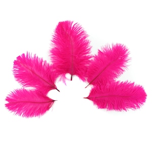 Ostrich Feathers 4-8" Shocking Hot PINK Mini Ostrich Drabs, Floral Bouquets, Boutonnieres, Small Centerpieces ZUCKER® Dyed and Sanitized USA