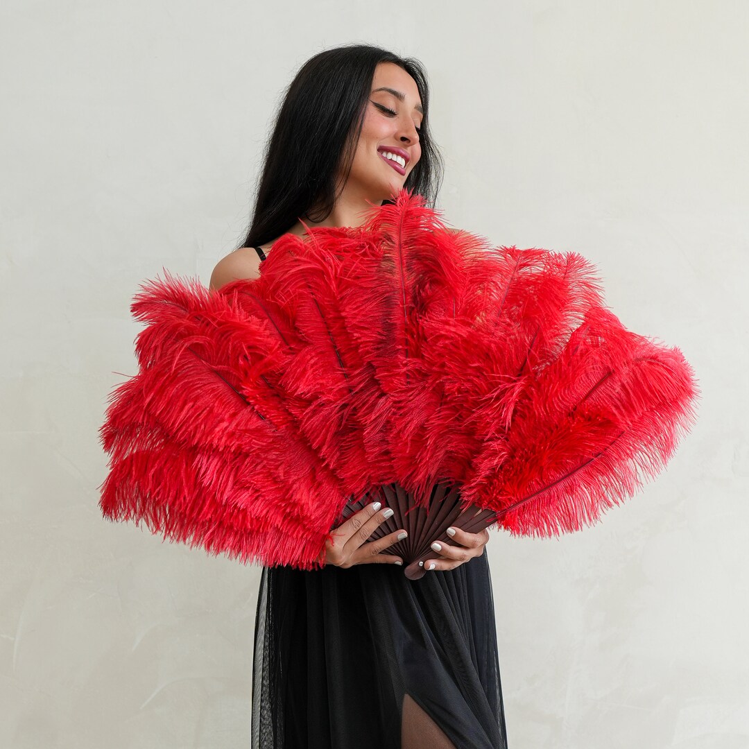 Womens Feather Fan Red Costume Accessories Female Halloween main image 1
