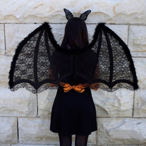 Large Black Bat Wings With Headband Costume Set, for Adults, Teens ...