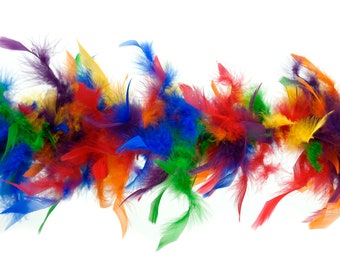 40 Gram Chandelle Feather Boa Classic RAINBOW Mix 2 Yards For Party Favors, Kids Craft, Dress Up, Dancing, Halloween, Costume Zucker®