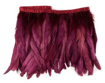 Burgundy Coque Tail Feather Fringe Dyed Iridescent Metallic For DIY, Carnival, Cosplay, Costume, Millinery & Fashion Design ZUCKER®