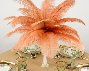 Ostrich Feathers 13-16" Peach CINNAMON - For Feather Centerpieces, Party Decor, Millinery, Carnival, Fashion & Costume ZUCKER®