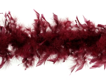 40 Gram Chandelle Feather Boa BURGUNDY 2 Yards For Party Favors, Kids Crafting and Dress Up, Dancing, Wedding, Halloween, Costume ZUCKER®