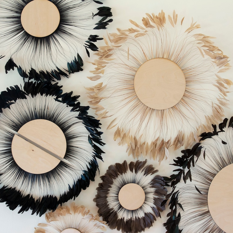 Unique Decorative Feather Wall Art Feather Art Beige Etsy