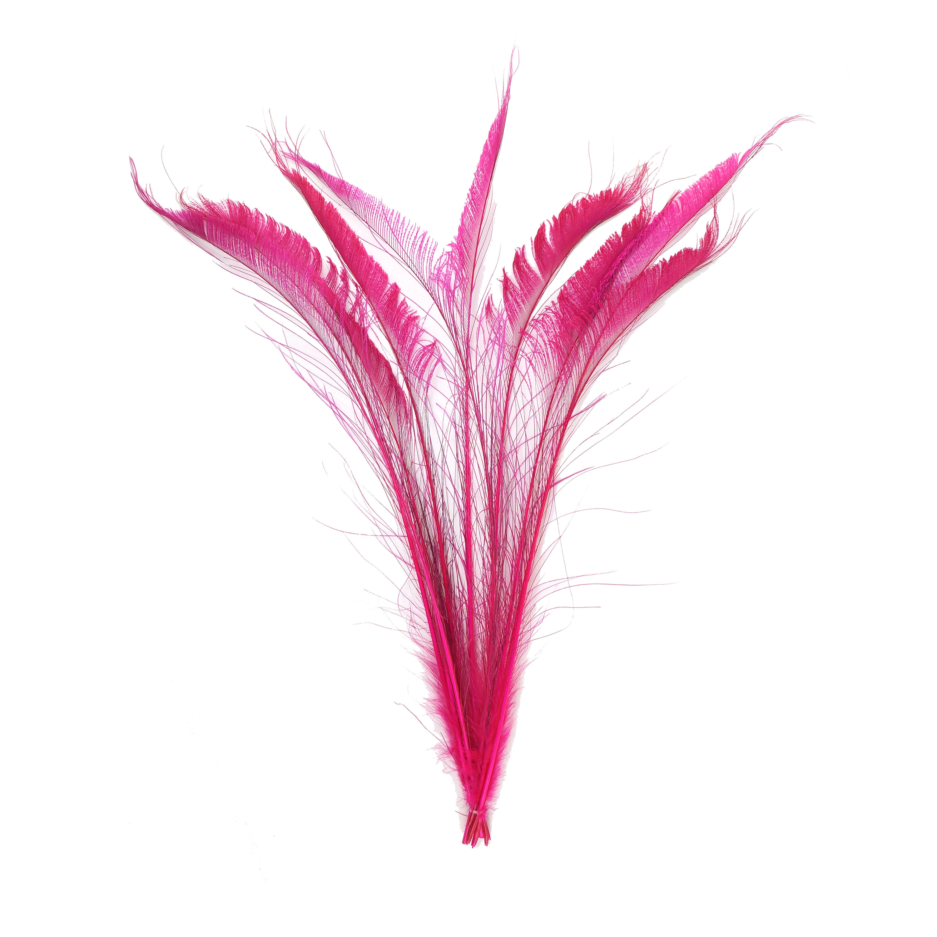 Bleach Dyed Peacock Sword Feathers 10 to 100 Pieces 1525 Hot PINK, Floral Decor, Millinery