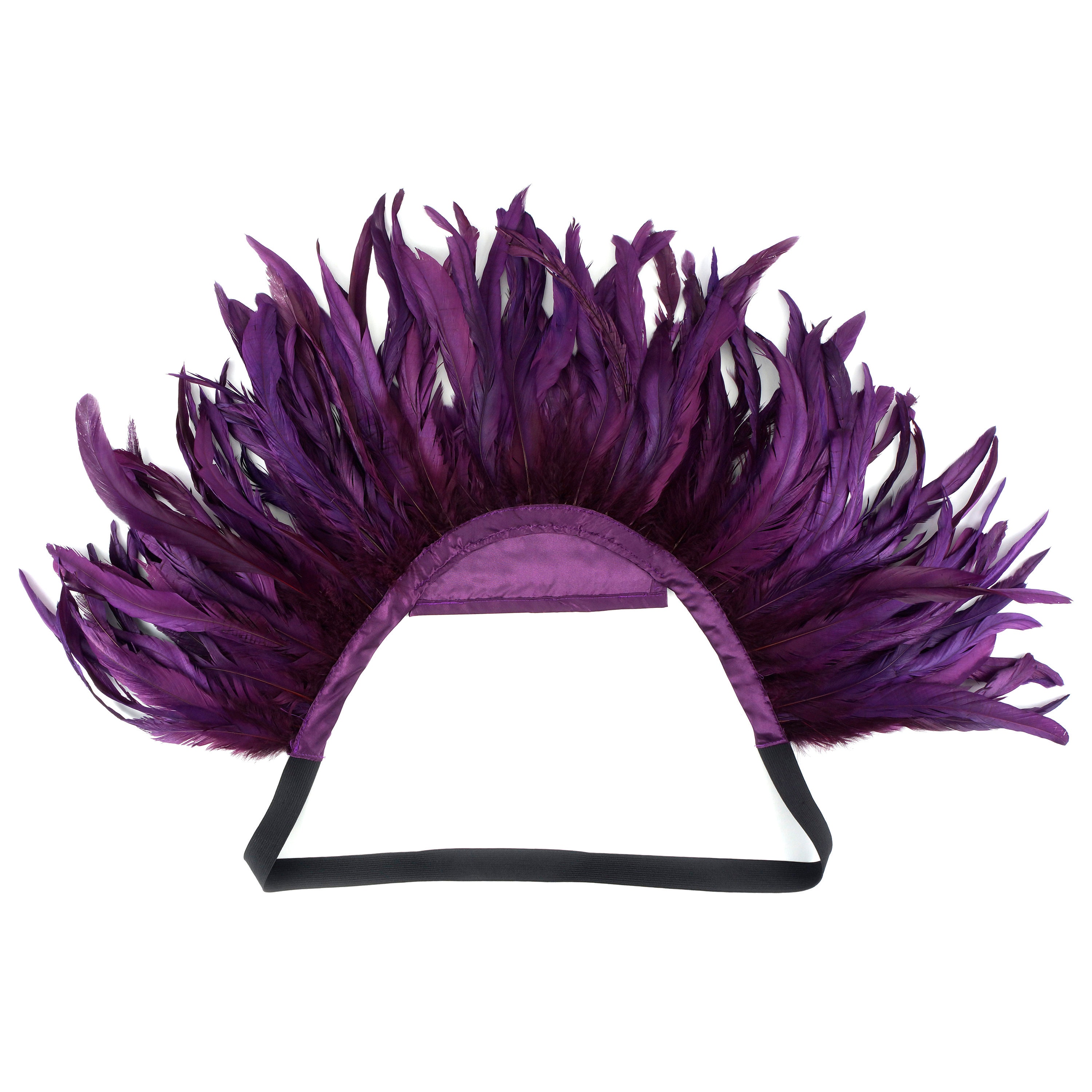 PURPLE Carnival Feather Collar Samba Dancewear, Feather Back Piece