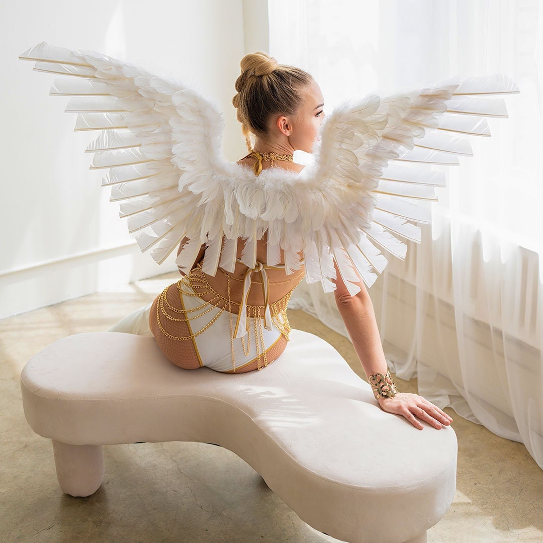 Floating Angel Wings White Birds Costume Accessory Teen Adult Goddess White