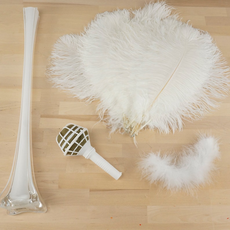 WHITE Ostrich Feather Centerpiece Set with WHITE Eiffel Tower Vase For Great Gatsby Party, Special Event & Wedding Reception Decor ZUCKER® image 3