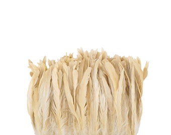 Rooster Tail Feathers, BEIGE 8-10" Strung Bleach Dyed Coque Tails, Wholesale Feathers Bulk ZUCKER®