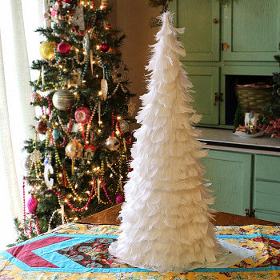 24 Decorative White Christmas Tree White Feather Trees Etsy