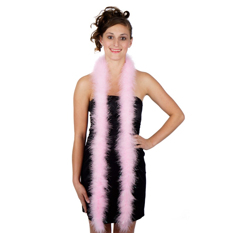 Marabou Feather Boas Candy PINK with Shiny Opal Lurex, 20 Grams 2 Yards, DIY Art Crafts Carnival Fashion Halloween Costume Decor ZUCKER® image 2