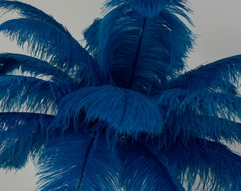 Large Ostrich Feathers 17-25”, 1 to 25 Pieces Prime Ostrich Femina Wing Plumes Dark TURQUOISE, Wedding Centerpiece, Carnival Feather ZUCKER®