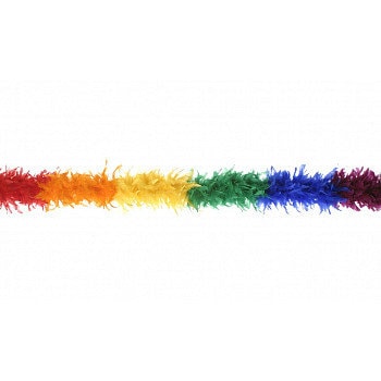 thumbnail interactive-video image 1 of Rainbow Feather Boa - Fancy Dress Costume Accessory For Pride, Easter, Clown, Burlesque & Dancing 1 of 14