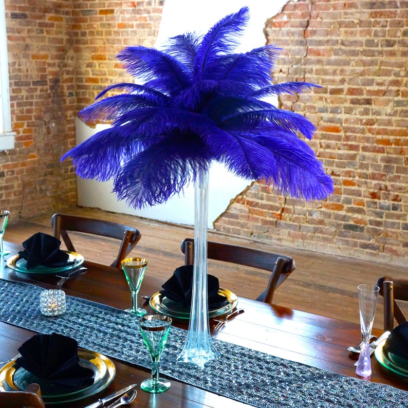 Regal Ostrich Feather Centerpiece Sets With Eiffel Tower Vase Etsy