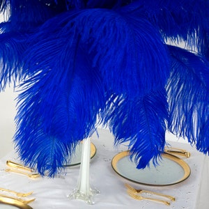 Large Ostrich Feathers 17-25”, 1 to 25 Pieces  Prime Ostrich Femina Wing Plumes NAVY, Wedding Centerpiece, Carnival Feathers ZUCKER® USA
