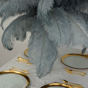 Large Ostrich Feathers 17-25”, 1 to  25 Pieces Prime Ostrich Femina Wing Plumes SILVER, Wedding Centerpiece, Carnival Feathers ZUCKER® USA