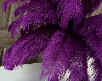 Ostrich Feathers 17-20" PURPLE, 1 to 25 pcs, Ostrich Plumes, Carnival Samba, Ostrich Drab, Mardi Gras, Centerpieces, Feather Fan ZUCKER® USA
