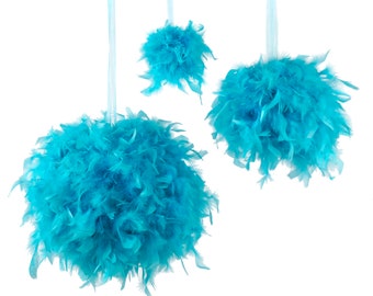 Large LIGHT TURQUOISE Decorative Chandelle Feather Pom Poms 18" - Unique Event Decor For Birthday Parties, Bridal and Baby Showers  ZUCKER®