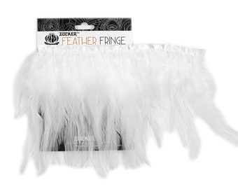 White 6-8" Dyed Saddle Feather Fringe 1 Yard For Cultural Arts, Carnival, Costume, Fashion Design, Millinery, DIY Arts & Crafts ZUCKER®