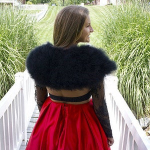 BLACK Fancy Marabou Feather Shawl w/Front Hook Closure For Special Events & Costume Parties ZUCKER® Feather Place Original Designs