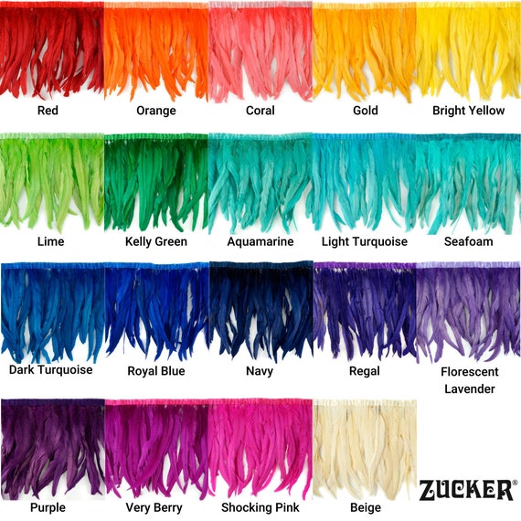 2.5 Inch Strip - Champagne Strung Natural Bleach & Dyed Coque Tails Feathers
