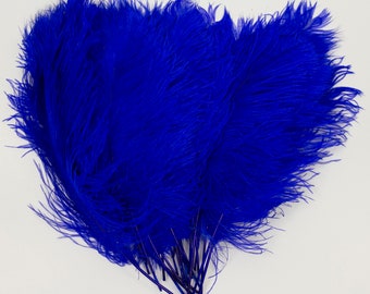 Royal Blue Ostrich Feather Tips, 16-18" Ostrich Tails 30 Pieces for Millinery & Floral Design, DIY Costume, Carnival, Mardi Gras ZUCKER®