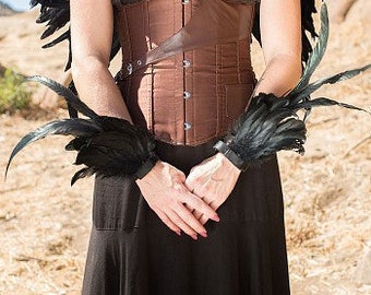 BLACK Feather Flair Cuffs - Costume Feather Wrist Cuffs, Ankle Cuffs, Arm Cuffs for Halloween, Carnival, Festival Wear  ZUCKER®