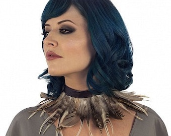 Night Owl Natural Feather Choker - Costume Cosplay Feather Choker , Burning Man , Mad Max,  ZUCKER® Feather Place Original Designs