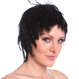 Black Feather Wig, Dyed Rooster Hackle Wig, Costume Feather Wig for Halloween and Carnival, Photography Props, Costume Wigs ZUCKER®